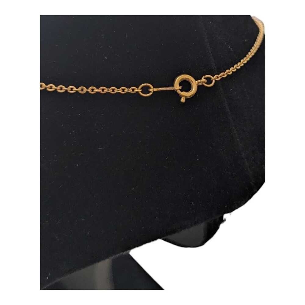 Givenchy G Logo Paris‎ New York Square Gold Tone Pendant Necklace Purple Pink - Picture 3 of 5